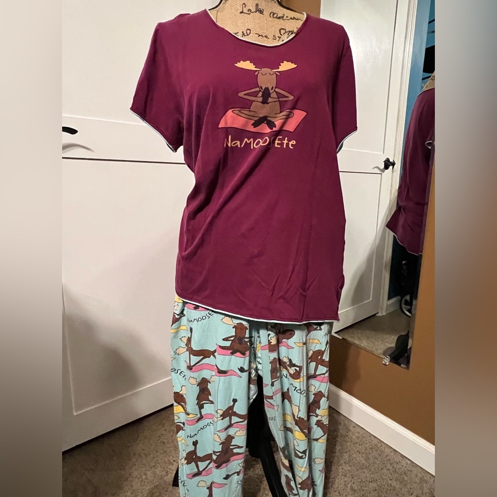 Lazy One Capri Pajama Set “Namooste” Yoga Moose